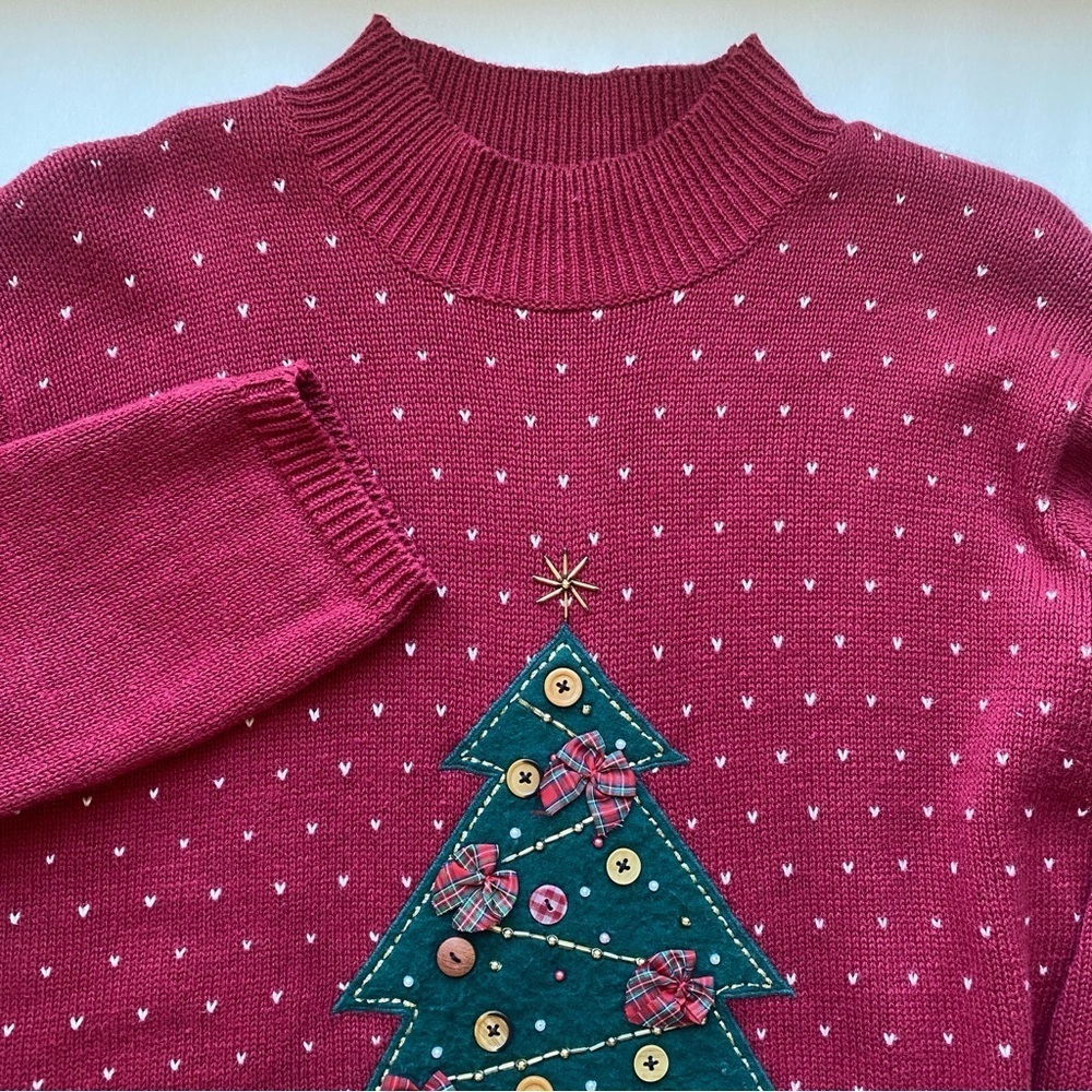 KAREN SCOTT Hand Embroidered Sweater Christmas Holiday Ugly Cotton Blend Size L